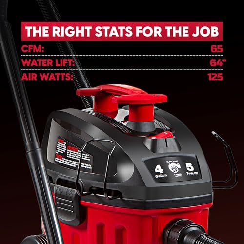 Vacmaster VF408B 1101 4-Gal 5 Peak HP Compact Household Wet/Dry Vacuum Red - Image 6