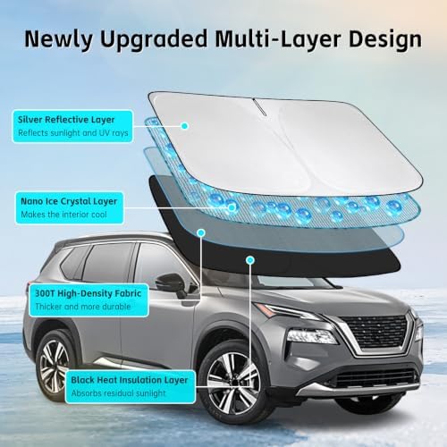 Windshield Sun Shade for Nissan Rogue 2014-2026 Sunshade - Image 3