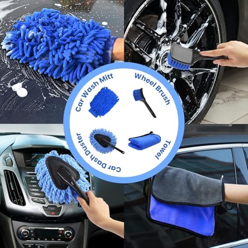 PIMEKOY 17Pcs Car Wash Kit with Bucket for Washing Exterior & Interior Cars - Image 5