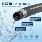 Hourleey 50FT Pressure Washer Hose with 3/8 Inch Quick Connect, High Tensile Wire Power Washer Hose, 4000 PSI - Image 2