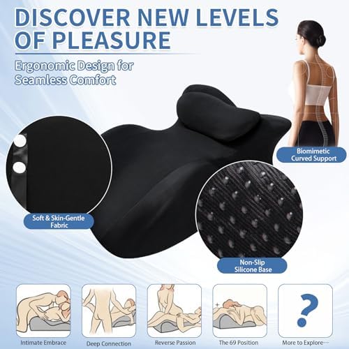 Intimacy Pillow Wedge - Sweet Spot Pillow for Couples, Memory Foam Ergonomic Support Cushion, Multi-Position Couples Pillow, Removable Washable Cover for Relaxation & Play (Black) - Image 6