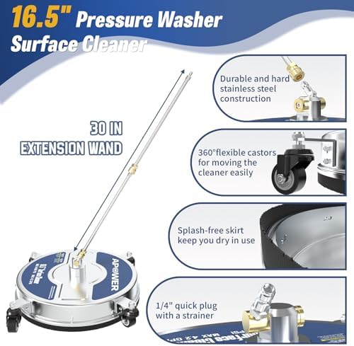 16.5" Pressure Washer Surface Cleaner Attachment with 4 Wheels - Image 3