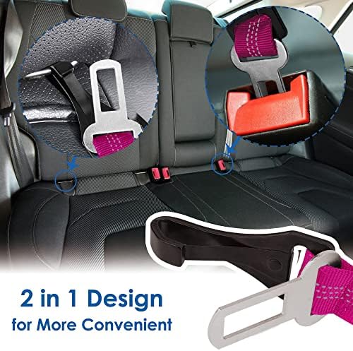 SlowTon Dog Car Seat Belt, 3 in 1 Latch Bar Attachment Dog Safety Seatbelt | Hook Latch Bar& Seatbelt Buckle, Reflective, Heavy Duty Nylon, Durability, Easy of Use, for Travel Riding,FL Pink,27.5" - Image 4