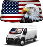 Bestview American Eagle Flag Windshield Sun Shade for 2014-2025 Dodge Ram ProMaster: Windshield Cover Sunshade for Cargo Van Accessories, Foldable Front Window Sunshade Sun Visor Protector by BESTVIEW