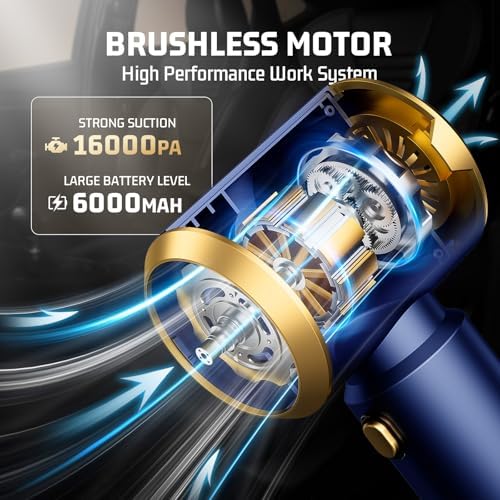 Cordless Car Vacuum Cleaner: 7-in-1 & 16000Pa Suction - Midnight Blue - Image 4