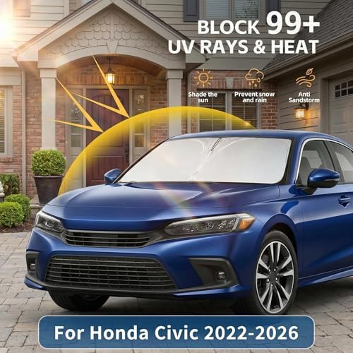 for 2022 2023 2024 2025 2026 Honda Civic 11th Gen Sedan Windshield Sun Shade, Custom Fit for Civic LX EX EX-L Touring Front Window Sun Visor, Foldable UV Blocking Car Accessory - Image 2