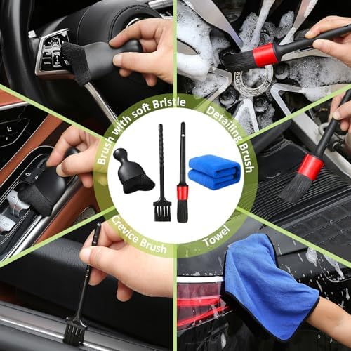 Qydipclin 10pcs Windshield Cleaning Tool Inside Car Window Cleaner Wash Kit with 4 Reusable Microfiber Pads 1 Spray Bottle and Extendable Handle Interior Auto Glass Wiper Kit, Green - Image 3