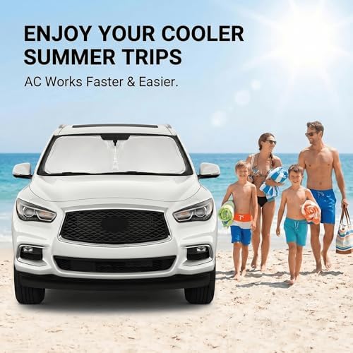 Windshield Sun Shade for Infiniti QX60 2018-2024 2025 2026 Sunshade Front Window Shade Custom Fit QX60 Accessories Sun Visor Foldable Shade Blocks UV Rays Accessories - Image 4