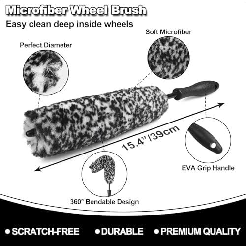 7Pcs Car Wheel Brush kit, Tire Brush, Wheel Cleaner Brush, Soft-bristled Rim Cleaner Brush, Tire Shine Applicator Pad, Car Detailing Brushes, Wheel Brushes for Cleaning Wheels,Tires - Image 2