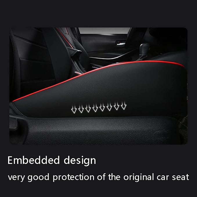 CocheFamilia Custom Fit Corolla Car Seat Covers for Select 2020 2021 2022 Toyota Corolla L LE - Full Set,Leather (Black with red Trim) - Image 5