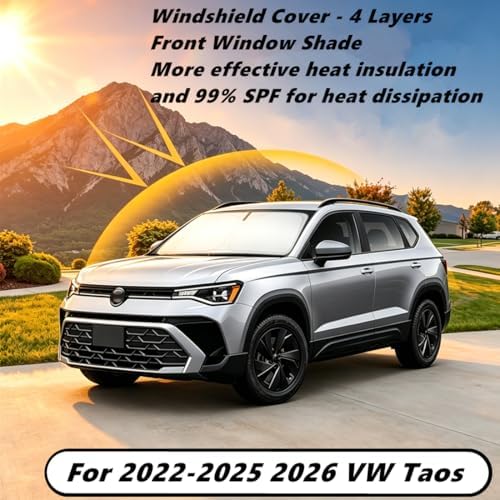 Windshield Sun Shade for 2022-2026 Volkswagen VW Taos Compatible Accessories-4 Layers Custom Fit Foldable Front Window Sunshade Sun Visor Protector, Block UV Rays Keep Your Car Cooler - Image 2