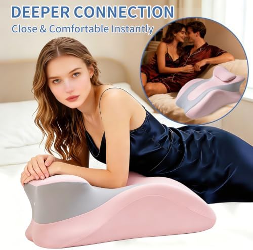 Intimacy Pillow Wedge - Sweet Spot Pillow for Couples, Memory Foam Ergonomic Support Cushion, Multi-Position Couples Pillow, Removable Washable Cover for Relaxation & Play (Pink Grey) - Image 7