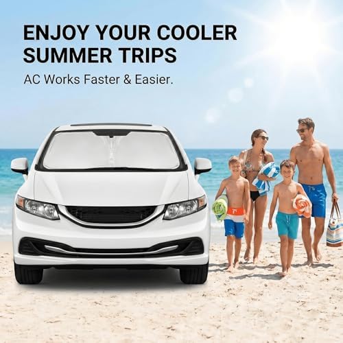 Windshield Sun Shade for Honda Fit 2007-2024 Sunshade Front Window Shade Custom for Fit Accessories Sun Visor Foldable Shade Blocks UV Rays Accessories - Image 4