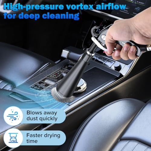 Dry Cleaning Gun,High-Pressure Air Blow Gun,Car Cleaning Gun,Air Nozzle Blow Gun, Car Air Blow Gun with 2 Nozzles,Works with Air Compressor and Quickly removes Surface Dirt and dust - Image 2