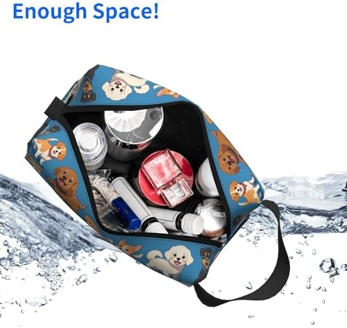 Cute Dogs Print Makeup Bag - Durable 600D Oxford Fabric Travel Cosmetic Bag, Shockproof Foam Padded Toiletry Organizer for Gym & Daily Use 10x6.2x4.9 Inch - Image 5
