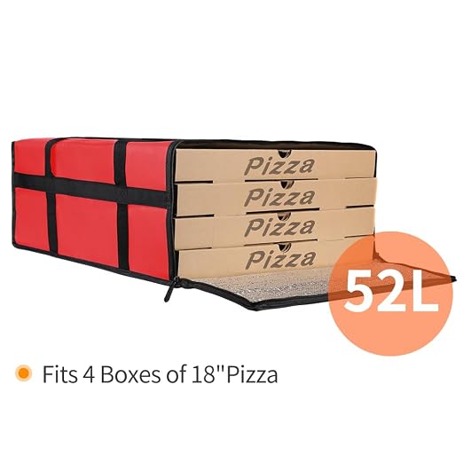 Bodaon Insulated Pizza Delivery Bag, 20" x 20" x 8" Red Warmer Bags, 1-Pack | Pizza Bags for Delivery Carry Hot, Insulated Food Delivery Bag, Grocery Shopping Bags, Commercial Catering Rideshare, Parties - Image 4