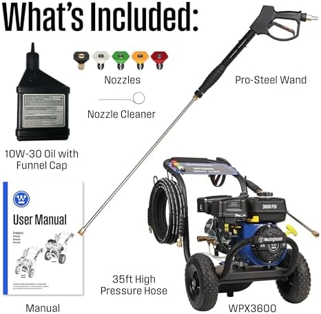 Westinghouse WPX3600 Gas Pressure Washer, 3600 PSI and 2.7 GPM, Onboard Soap Tank, Spray Gun and Wand, 5 Nozzle Set, for Cars/Fences/Driveways/Homes/Patios/Furniture - Image 6