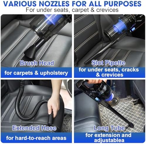 Car Cleaning Kit, Car Interior Detailing Kit with High Power Handheld Vacuum Cordless Rechargeable, Detailing Brush Set, Windshield Cleaner, Complete Auto Accessories for Men, Women Gift - Image 6