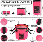 22Pcs Car Wash Cleaning Tools Kit Car Detailing Set with Canvas Bag Pink Collapsible Bucket Wash Mitt Sponge Towels Tire Brush Window Scraper Duster Complete Interior Car Care Kit - Image 2