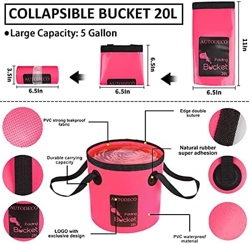 22Pcs Car Wash Cleaning Tools Kit Car Detailing Set with Canvas Bag Pink Collapsible Bucket Wash Mitt Sponge Towels Tire Brush Window Scraper Duster Complete Interior Car Care Kit - Image 2