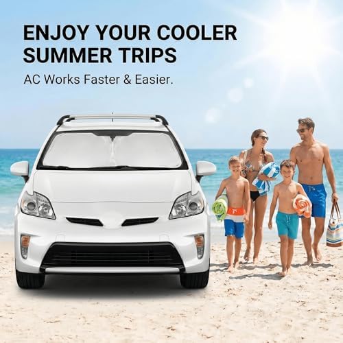 Windshield Sun Shade for Toyota Prius Hatchback 2010-2015 Double Layer 240T Front Window Shade Custom Fit Prius Sun Visor Foldable Shade Blocks UV Rays Summer Must Have Car Accessories - Image 4