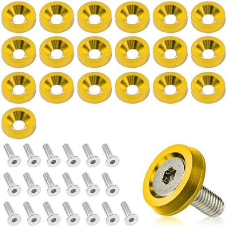 smilfuy 20PCS Aluminum Bumper Fender Washer Stainless Steel Bolts, Yellow by smilfuy