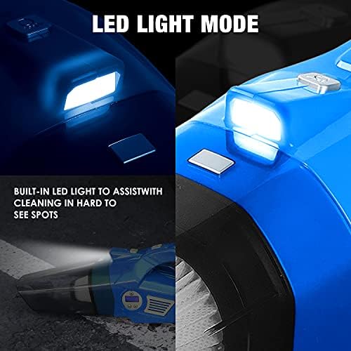 DNA MOTORING TOOLS-00183 Portable Handheld High Power Mini Corded 2 in 1 Vacuum Cleaner, Air Compressor w/Digital Tire Pressure Gauge & LED Light, Car Cleaning Kit,Blue - Image 3