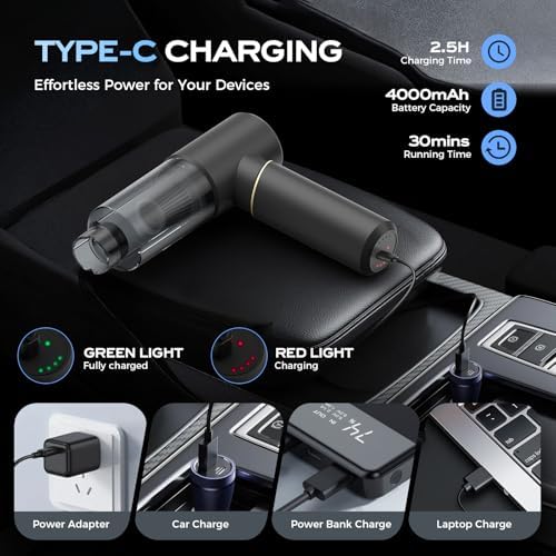BSRCO Car Vacuum Portable Cordless – 15KPa Handheld Vacuum Cordless - Image 7