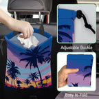 Palm Trees Car Garbage Bag,Sunset Waterproof Small Car Trash Bag Hanging Back of Seat,Drawstring Hanging Car Trash Bag with Adjustable Buckle for Car Accessories - Image 6