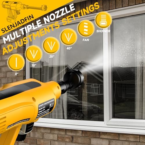 SLENJADFIN Cordless Portable Washer Compatible with Dewalt 20V Battery, Portable Handheld Cleaning Tool with Brushless Motor, 6-in-1 Nozzle, 4 Level Adjustable for Car Floor Fence Wall (Tool only) - Image 5