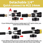 FENG PAI Foam Cannon for Pressure Washer with Dual-Connector Accessory, 7 Power Washer Sprayer Nozzles, 1/4" Quick Connect Double Tip Attachment Soap Bottle Sprayer Soap, 3600 PSI (Clear) - Image 4
