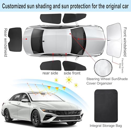 TINGLU Window Shades for Hyundai Elantra 2021-2025 2026 Accessories Car Side Full Windows Rear Triangular Windshield Sun Shade Sun UV Rays Privacy Protection 6PCS - Image 3