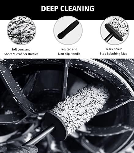 YeewayVeh 4PCS Car Wheel Cleaning Kit, 360° Bendable Rim Brush, Green/White - Image 4