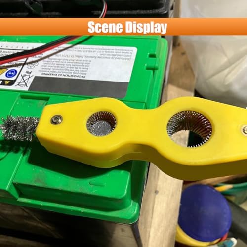 4 in 1 Car Battery Terminal Cleaning Brush, Anti-Rust Copper Pipe Cleaner, Anti-Corrosion Battery Terminal Brush, Universal Marine Plumbing Installation Soldering Brazing Accessories (Yellow) - Image 5