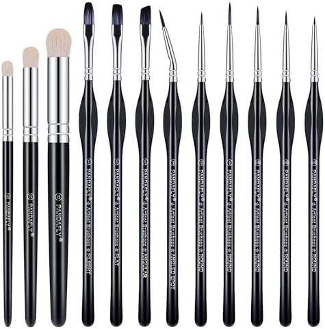 PANDAFLY Miniature Paint Brushes Drybrush Set, 12 Sizes by PANDAFLYArtSupplies