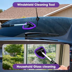 Purple Windshield Cleaner Tool, Car Interior Cleaning Kit with Extendable Handle and 3 Reusable Microfiber Pads, Auto Glass Wiper and Detailing Brush Kit for Car & Home Window - Image 2