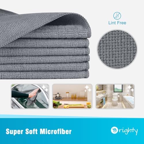 Orighty Microfiber Cleaning Cloth, Cleaning Rags, 24 Pack, 12x11 in, Grey - Image 2