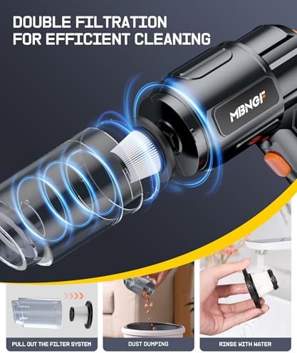 MBNGF Car Vacuum Portable Cordless, 35000PA High Power Suction & Blower, Wireless Handheld Vacuum Cleaner for Car, Home, Office, Pet(Abyssal Black) - Image 5