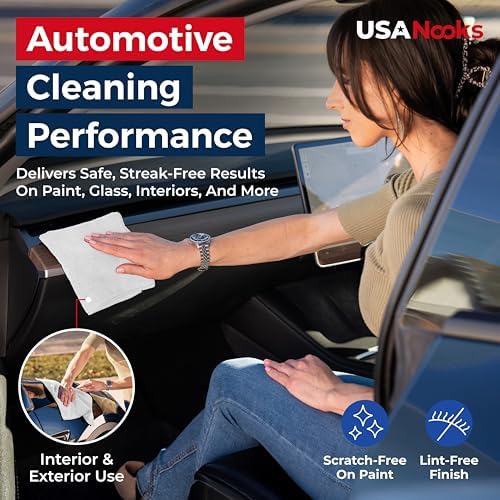 USANOOKS Microfiber Cleaning Cloth - White - 24Pcs (12.5x12.5 inch) High Performance - 1200 Washes, Ultra Absorbent Car Towel Traps Grime & Liquid for Streak-Free Mirror Shine - Car Washing Cloth - Image 5