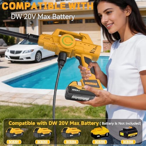Cordless Car Cleaner Tool Compatible with Dewalt 20V Max Battery, Portable Power Yard Cleaner with 6-in-1 Nozzle + Garden Hose Connector, Handheld Water Cleaner for Car/Garden/Boat (Tool Only) - Image 6