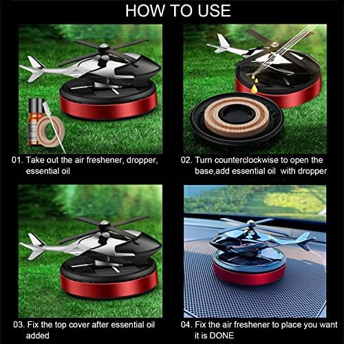 Helicopter Solar Rotating Air Freshener, Al Alloy Car & Home Décor|Red - Image 7