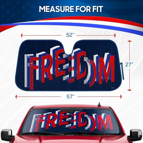 Motor Trend Freedom Windshield Sun Shade for Car Windshield 250 USA Anniversary Patriotic Accordion Fold Sunshade Protection Heat Blocker Foldable Windshield Cover Truck SUV 4th of July Memorial Day - Image 3
