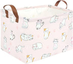 FXOLCSHE Rectangular Pink Cat Baskets,Cute Storage Basket Bin,Pink Gift Organizer,Empty Rectangular Cat Room Decor(Pink Cats) by FXOCSHE
