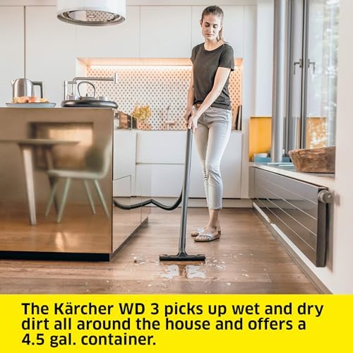 KÄRCHER Shop Vacuum WD 3, 4.5 Gal, 2.8 Peak HP, 26 ft Reach, Wet Dry Vacuum Cleaner, Blower Function, Crevice Tool, Floor Nozzle, Great for Car Cleaning - Image 4
