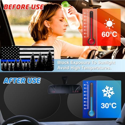 Windshield Sun Shade for Car, 63"x28.5" Universal Fit Front Window Sunshade with Double Steel Ring Frame, Car Sun Shade, UV Protection Windshield Cover with Storage Pouch (Blue Line) - Image 3