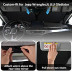 Sunshade Sun Shade for 2018-2024 2025 Jeep Wrangler JL JLu JK JKU Windshield Cover Custom Fit 2020-2025 2026 Jeep Gladiator Front Window Shields Protector 210T Reflective Blocks UV Rays Keep Cool - Image 3
