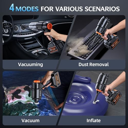 Portable Cordless Car Vacuum, 50,000Pa High-Power Brushless Motor, Rechargeable Handheld Vacuum Cleaner with 2 Batteries & Charger, 6-in-1 Vacuum Cleaners for Home, Keyboard, Pet Hair, Black - Image 4