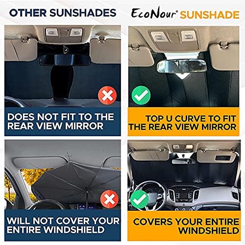 EcoNour Accordion Windshield Sun Shade for Jeep Wrangler | Car Shade Front Windshield Designed for Jeep Wrangler| Dashboard Sun Visor for UV and Heat | XS 53 x 17 inches - Image 7