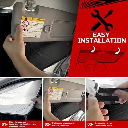 Windshield Sun Shade for 2014-2023 Jeep Cherokee (Not for Jeep Grand Cherokee) Foldable Sun Sunshade for Car Front Window Blocks UV Heat Automotive Interior Protector Custom Fit Accessories - Image 6