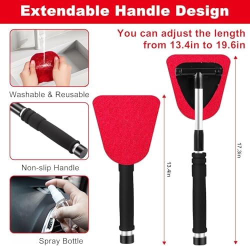 Windshield Cleaner Tool, 17Pcs Red Car Interior Cleaning Kit, Car Detailing Kit Interior Cleaner, Car Detailing Brushes, Car Cleaning Gel, Inside Cleaning Supplies Accessories for Women Girls - Image 3